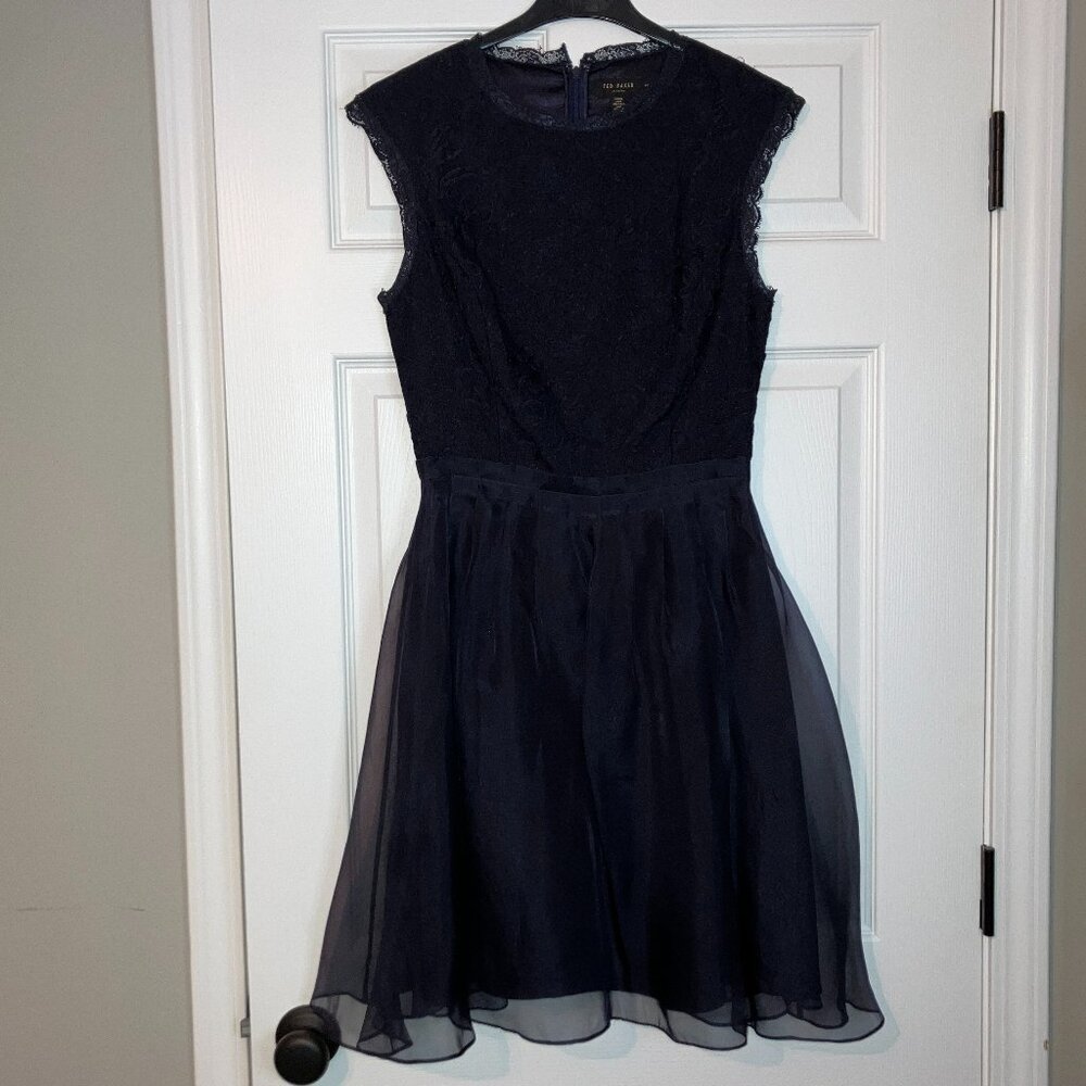 Ted Baker London: Jessika fit-and-flare navy blue dress (size 4)